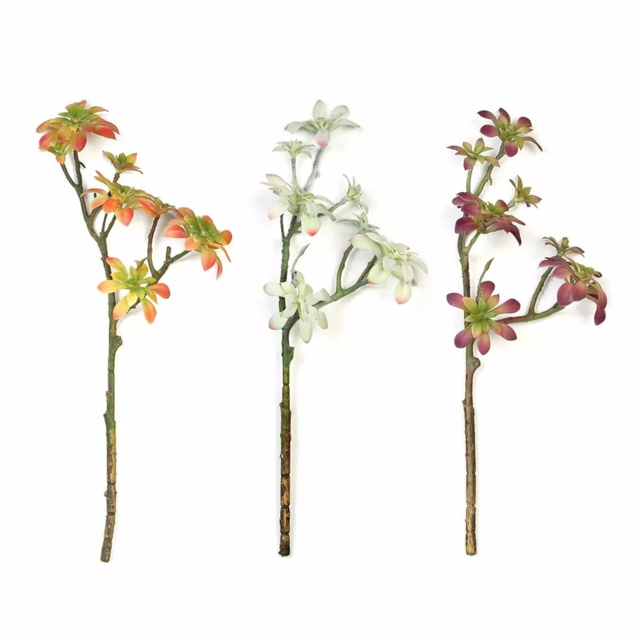 Set of 3 18" tall Assorted Faux Succulent Picks Sprays Stems Wedding Decorations